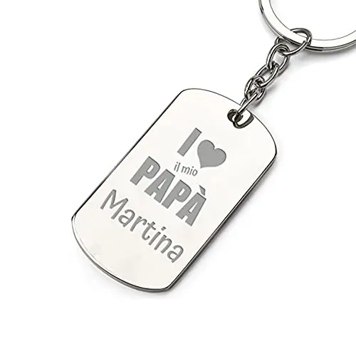 Portachiavi piastrina festa del papà - I love il mio Papà