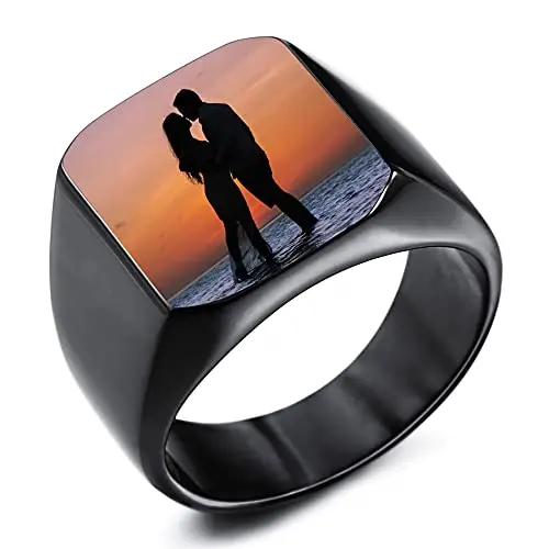 MeMeDIY Anello con Sigillo Personalizzato Incisione Immagine