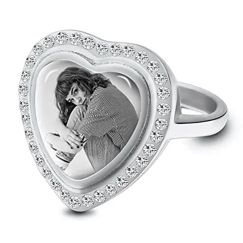 MeMeDIY Anello Cuore Donna Personalizzato con Foto
