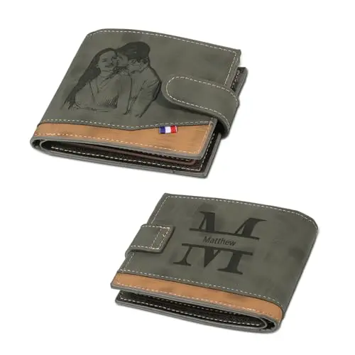Jeweidea Portafoglio Uomo in Pelle PU Personalizzato con Foto