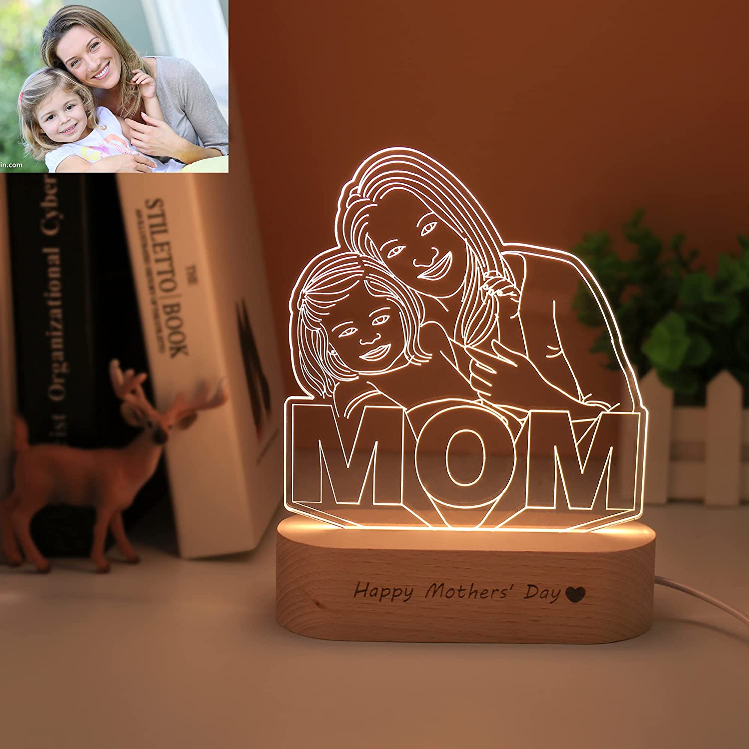 Luci di notte personalizzate per foto 3D Lampada immagine personalizzata un regalo di compleanno 7 colori Base bianca, 9X16CM