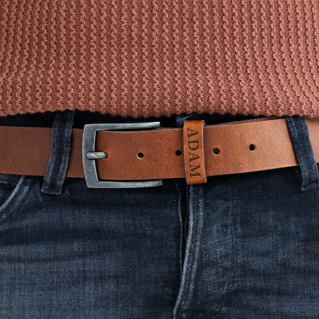 Cintura in pelle personalizzata - Marrone