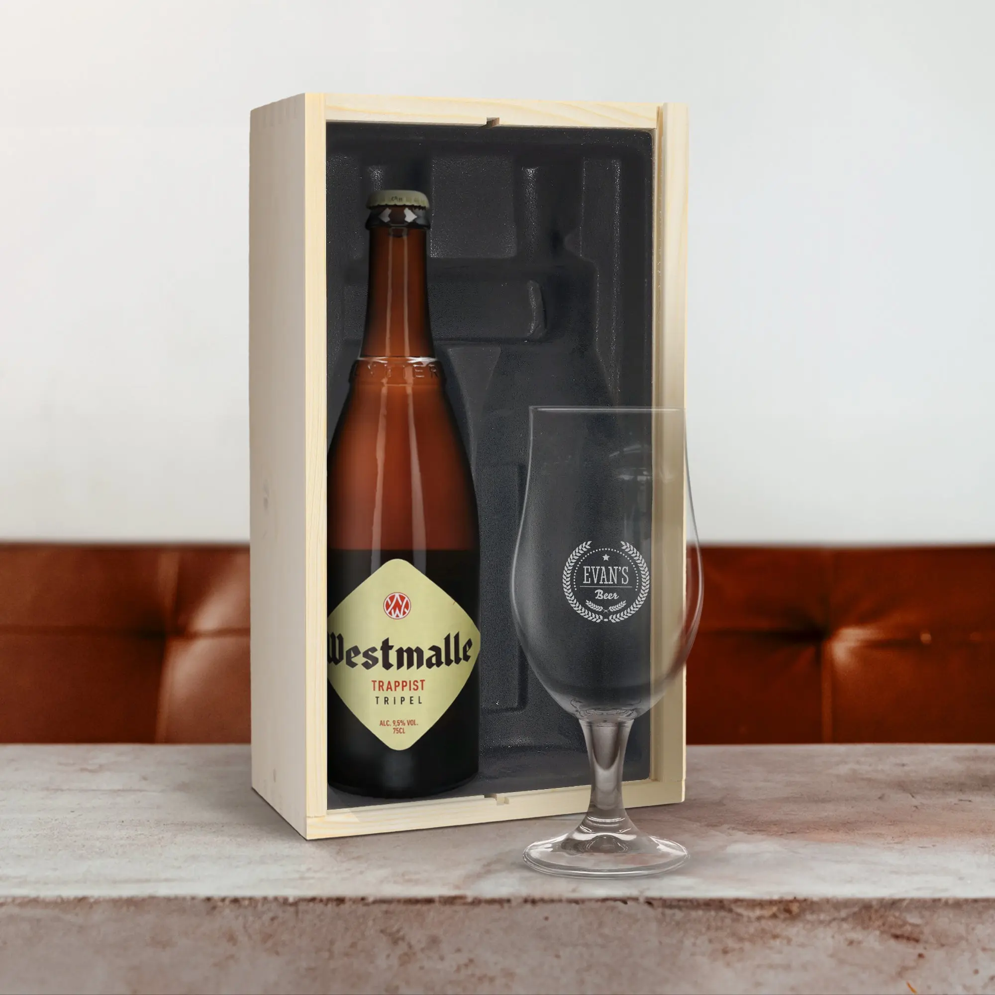 Confezione regalo di birra con bicchiere inciso - Westmalle Tripel