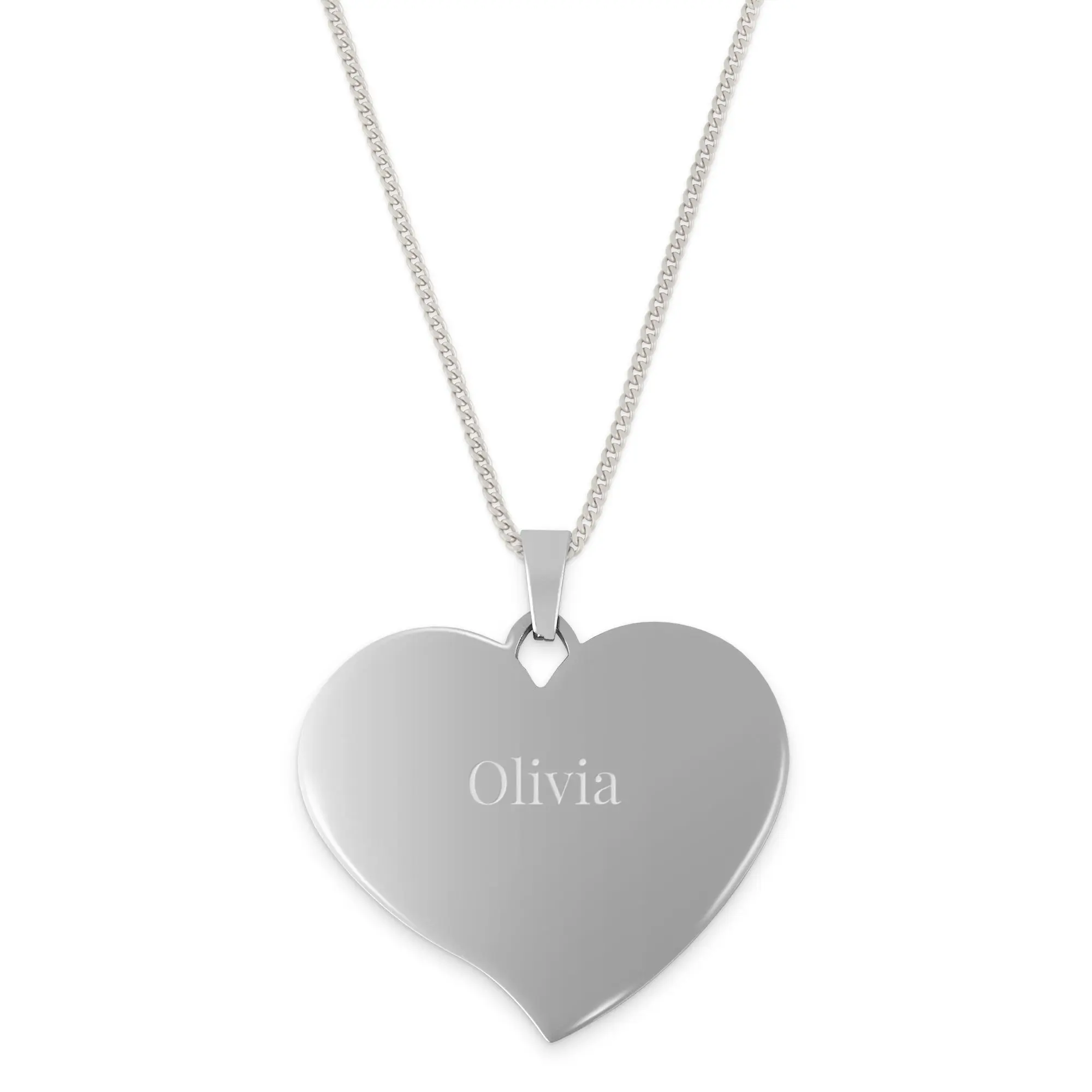 Collana con Cuore con Nome - Grande - Argento