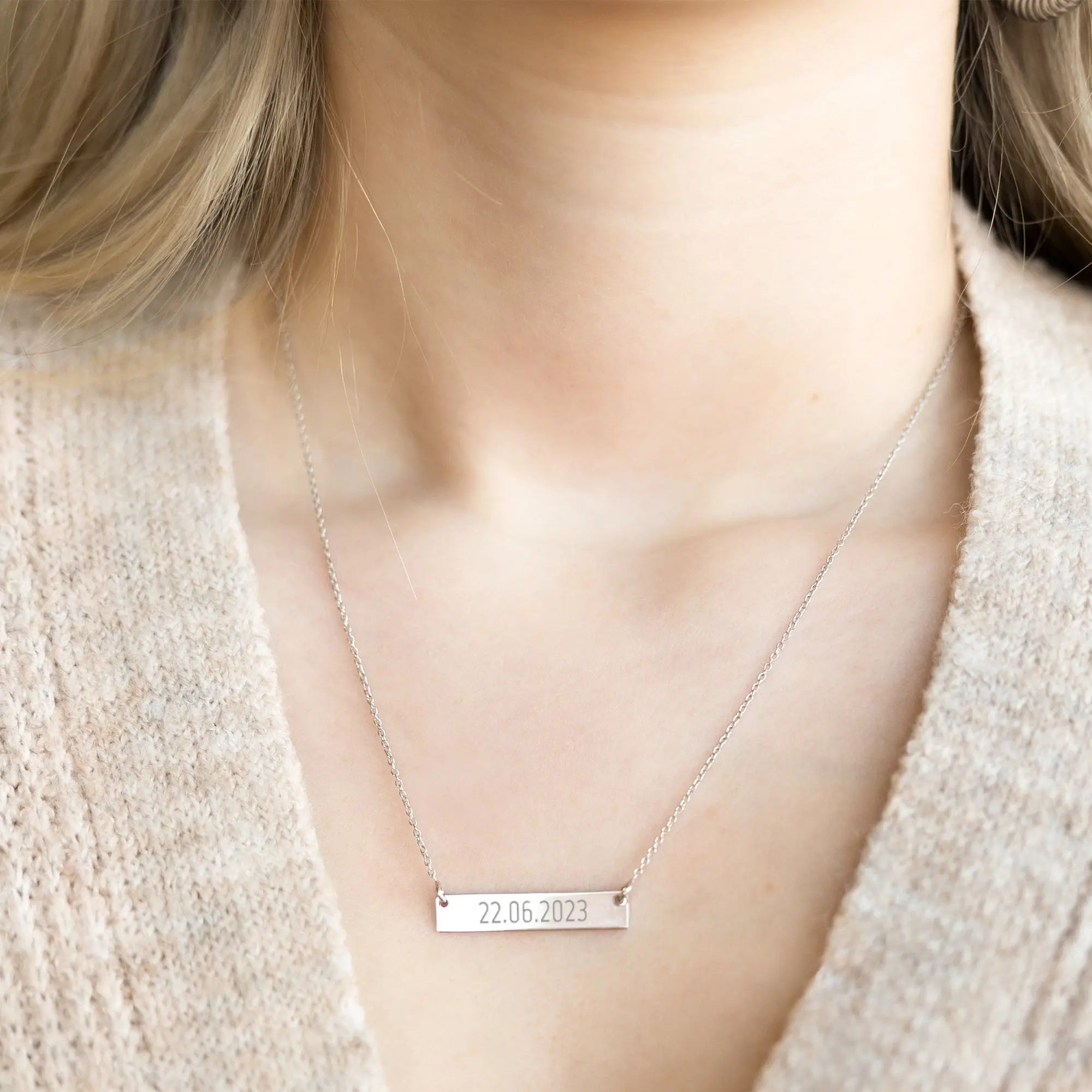 Collana in Argento con Nome - Barra Orizzontale