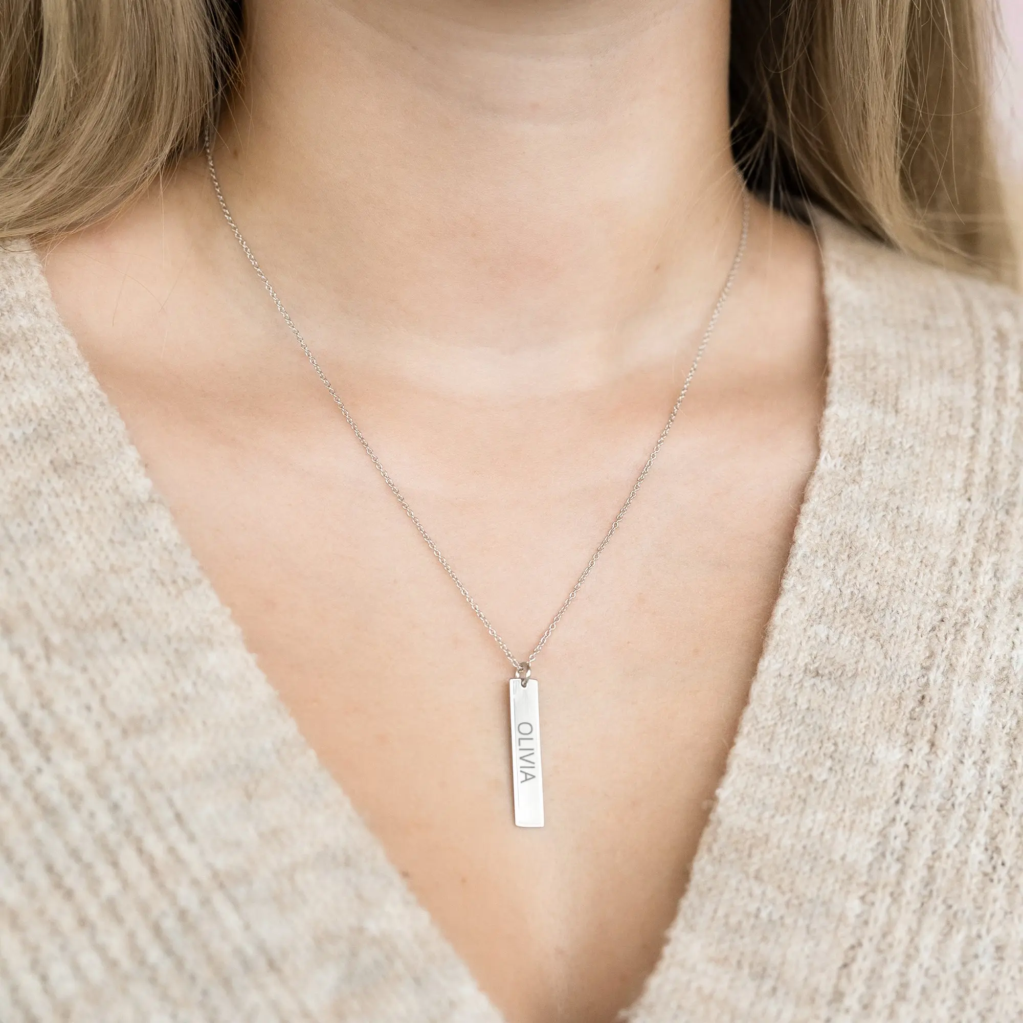 Collana in Argento con Nome - Barra Verticale