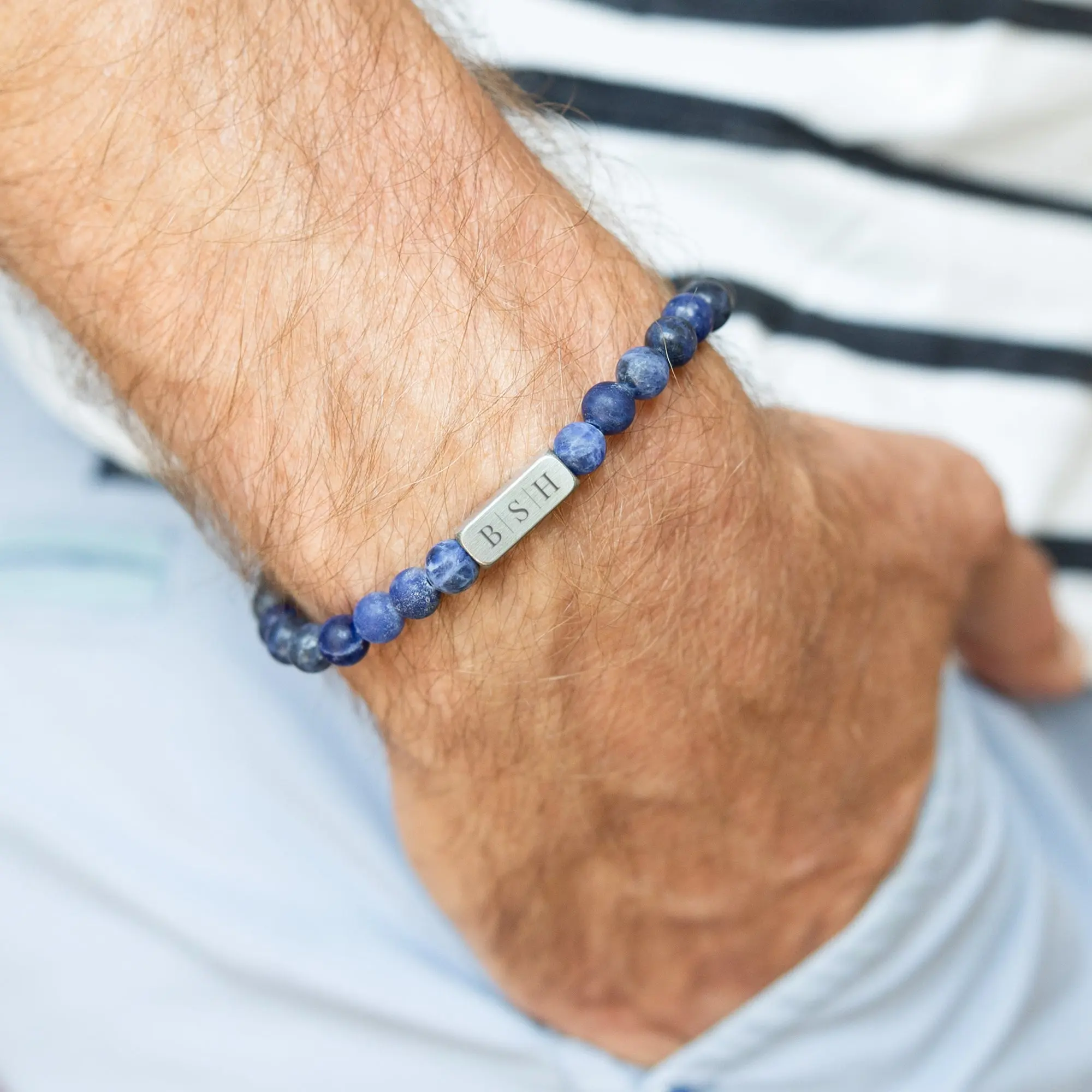 Bracciale con perle personalizzato - Blu - M