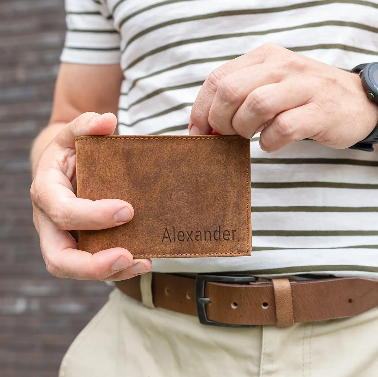 Set regalo di portafoglio e cintura in pelle personalizzati